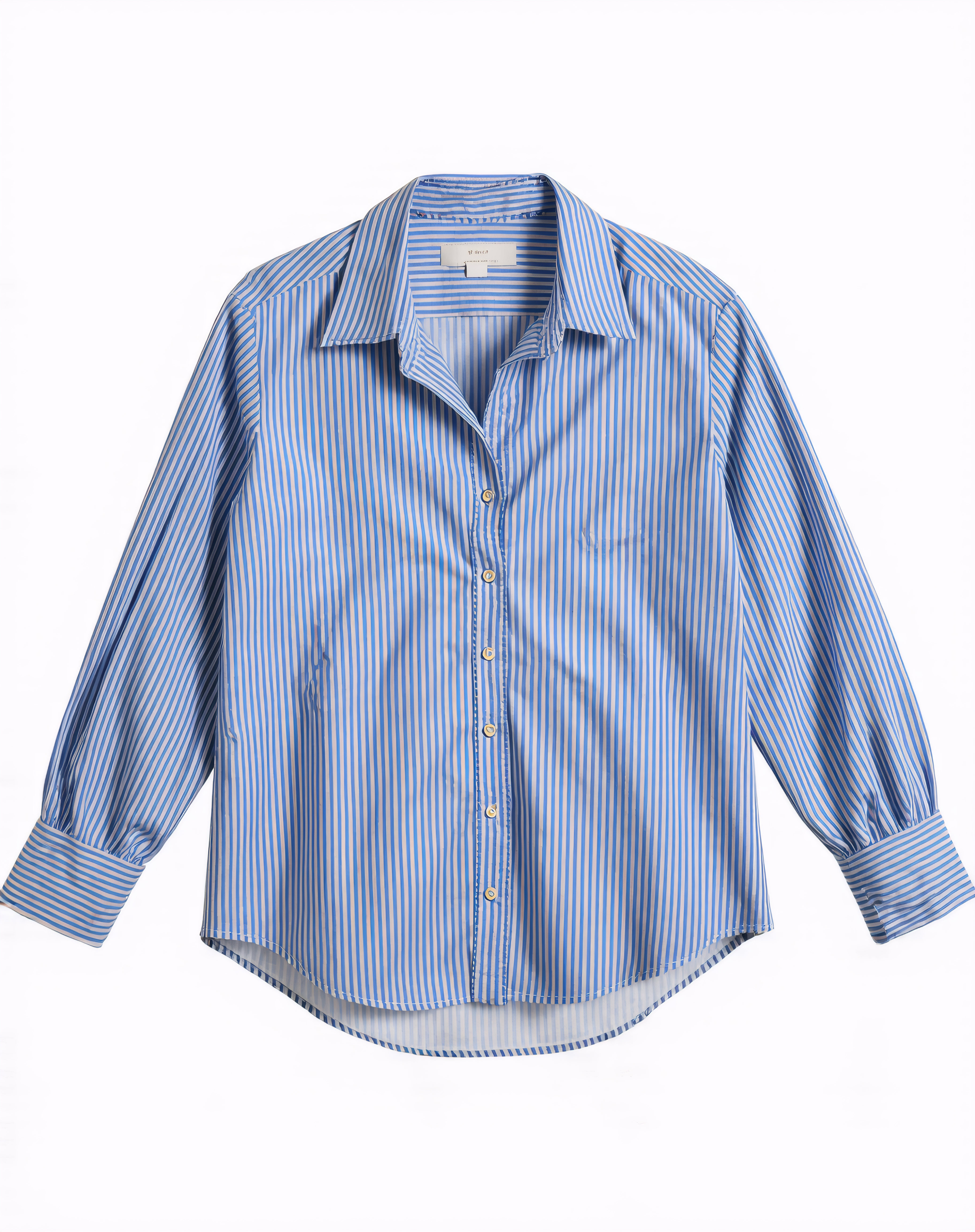قميص نسائي مخطط باللون الأزرق بتصميم كلاسيكي واسع - Women’s striped blue shirt with a classic loose fit